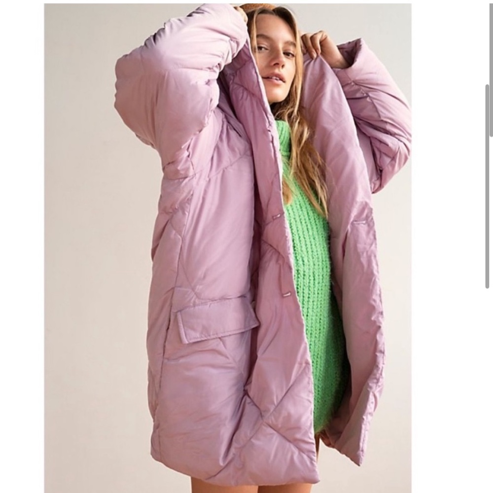 nwot free people ella puffer jacket in wisteria dawn purple